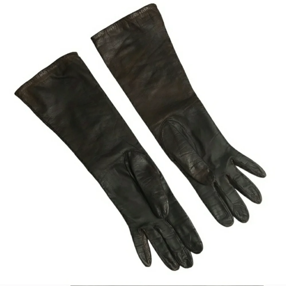 GUIBERT FRERES Vintage Dark Brown Leather GlovesVintage EUC!
